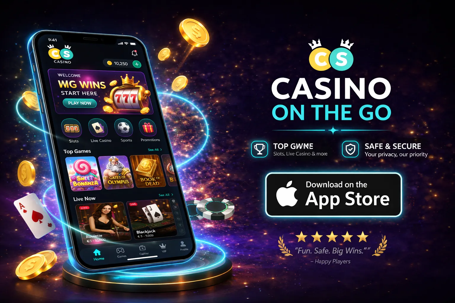 CrownCoins Casino iOS App — Canadian App Store 4.8★