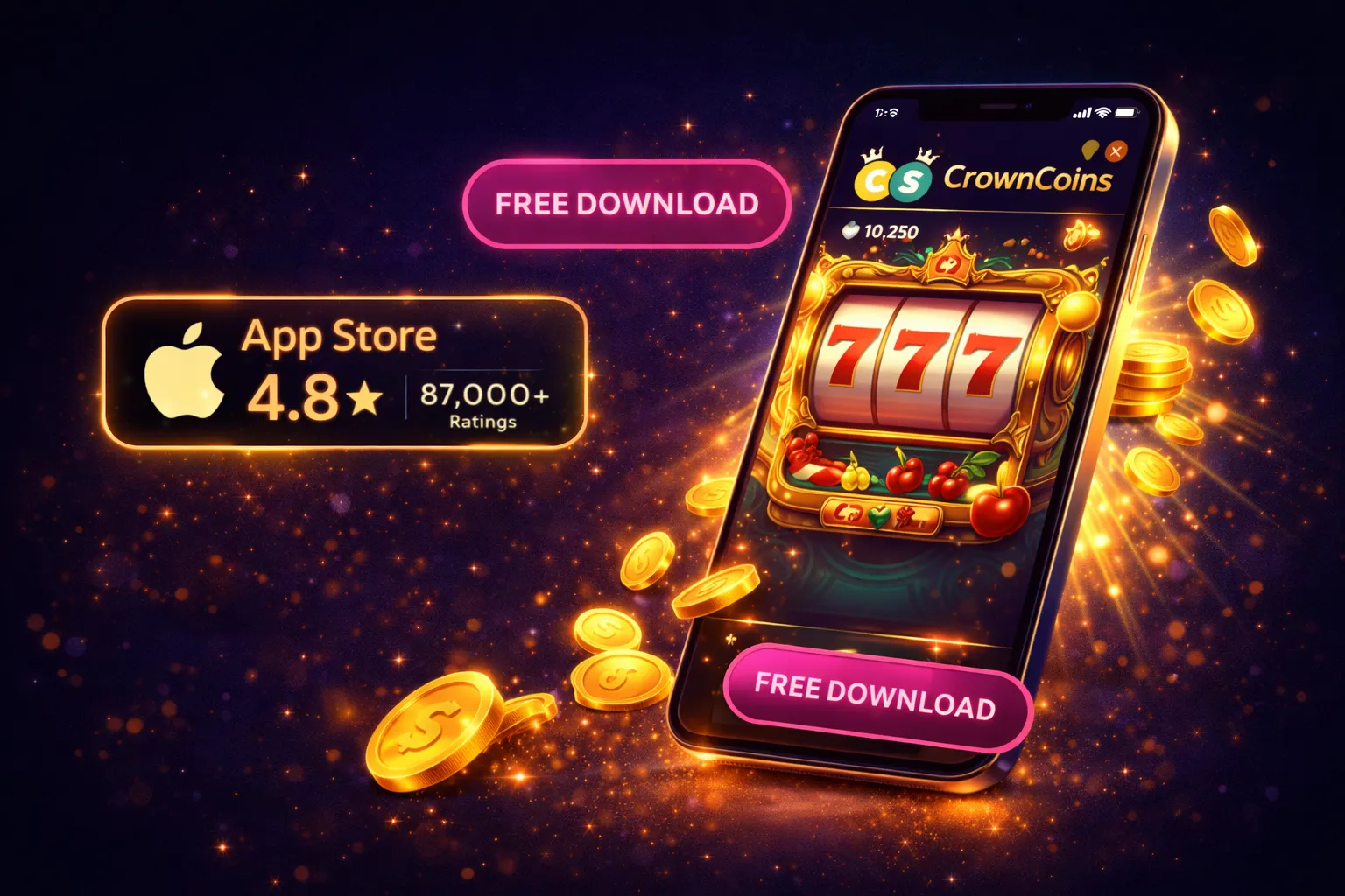 CrownCoins Casino iOS App — 4.8★ App Store